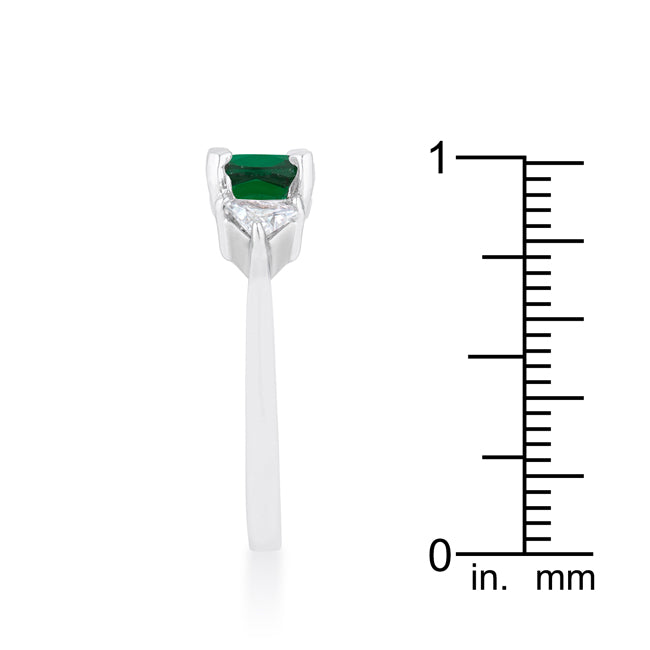 Lovcia Elegant Shonda Emerald CZ Cushion Cut Statement Ring - 1.8ct Rhodium Finish-Rings-5-5