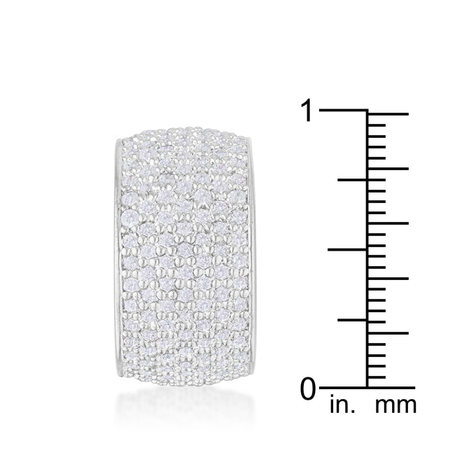 Lovcia Elegant Silvertone Band Ring with Wide Pave Set Round Cubic Zirconia-Rings-5-5