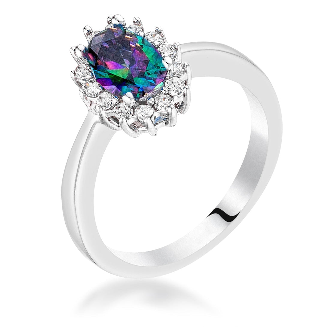 Lovcia Elegant Silvertone Oval-Cut CZ Ring-Rings-5-5