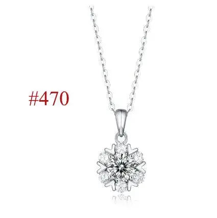 Lovcia Elegant Six Claw V Shape Moissanite CZ 925 Sterling Silver Necklace-Charms & Pendants-#165-#165