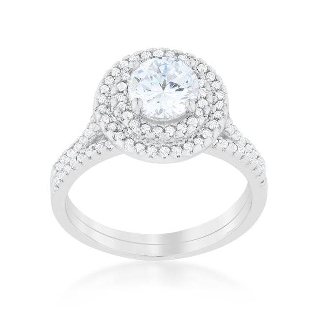 Lovcia Elegant Solitaire Pave Wedding Ring Set-Rings-5-5
