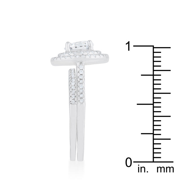 Lovcia Elegant Solitaire Pave Wedding Ring Set-Rings-5-5