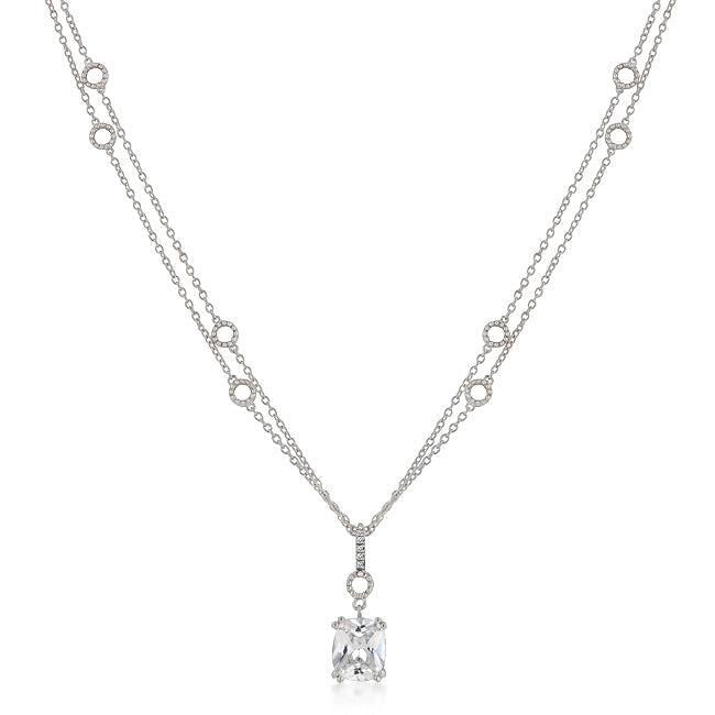 Lovcia Elegant Solitaire Pendant with Double Chain-Pendants-