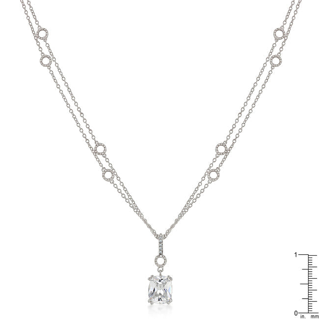 Lovcia Elegant Solitaire Pendant with Double Chain-Pendants-