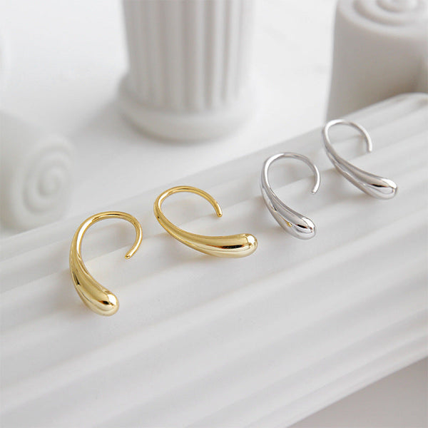 Lovcia Elegant Sterling Silver Teardrop Earrings for Women with 18K Gold Plating-Earrings-Rhodium-Rhodium