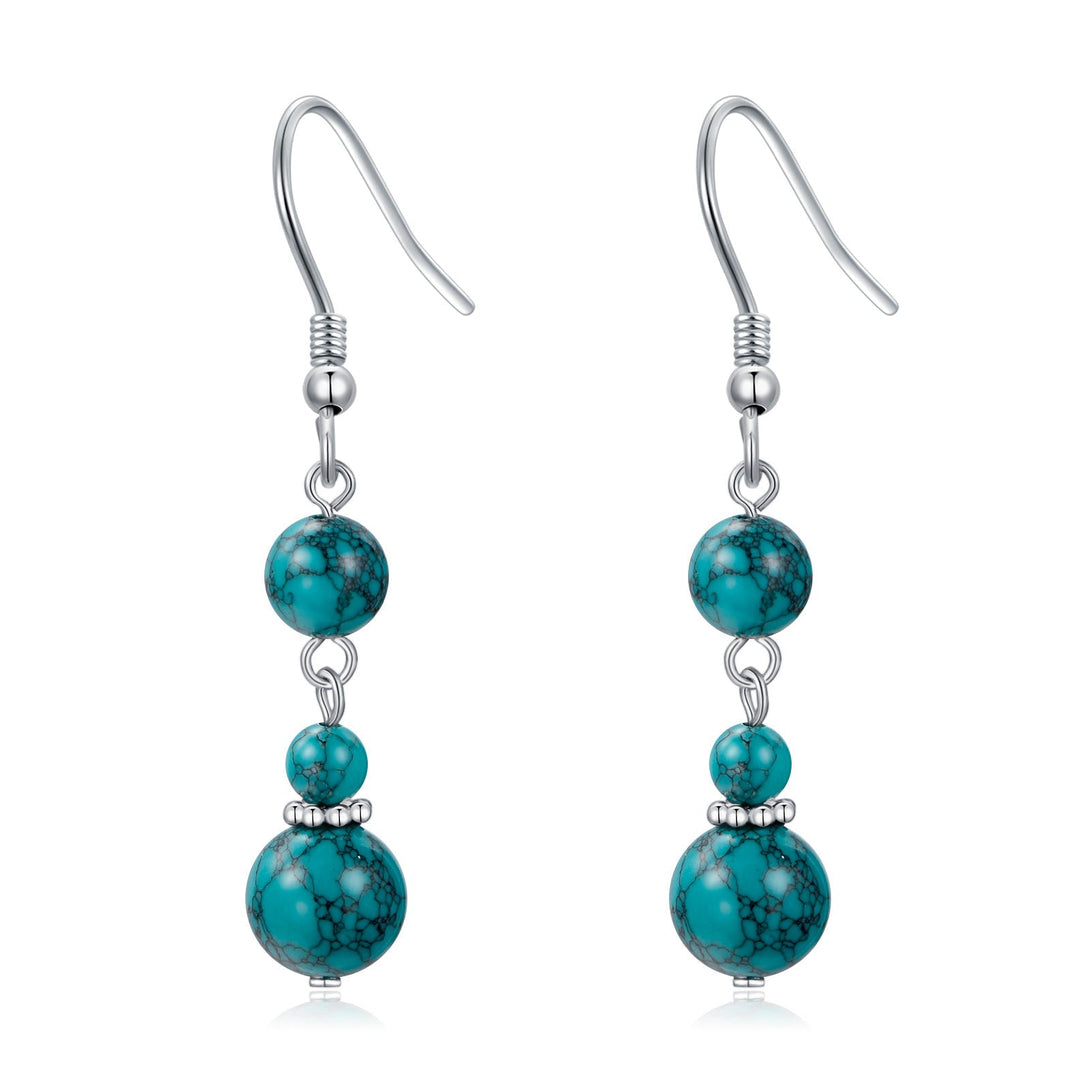 Lovcia Elegant Sterling Silver Turquoise Drop Earrings for Sensitive Skin-Earrings-Silver-Silver