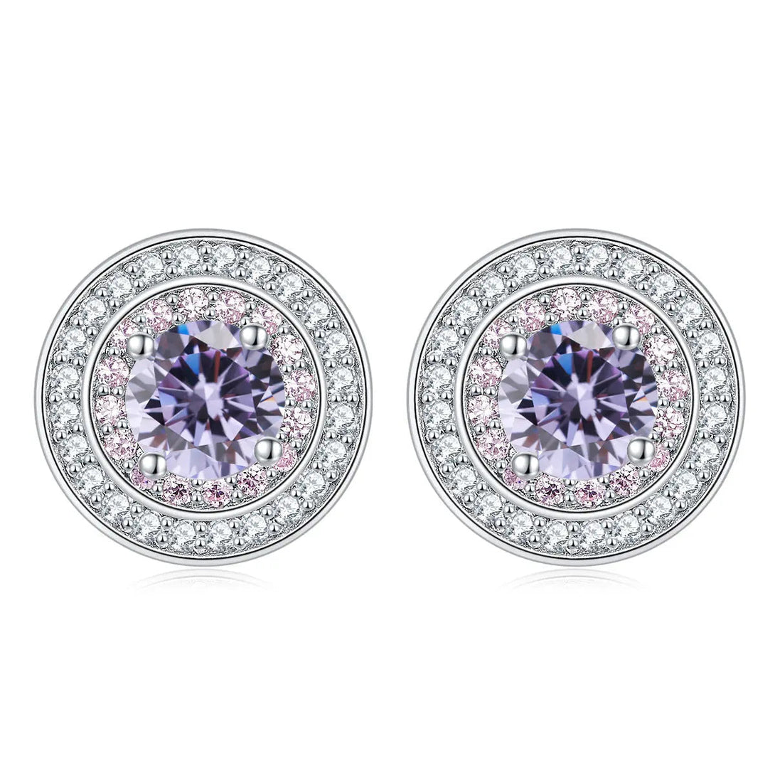 Lovcia Elegant Sterling Silver Zircon Stud Earrings for Women with Birthstone Colors-Earrings-Light Blue-Light Blue