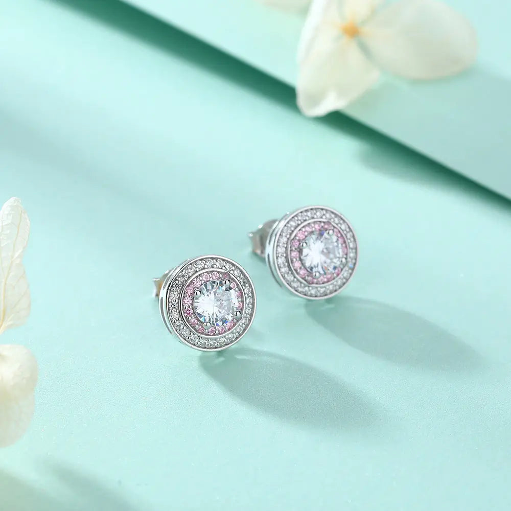 Lovcia Elegant Sterling Silver Zircon Stud Earrings for Women with Birthstone Colors-Earrings-Red-Red