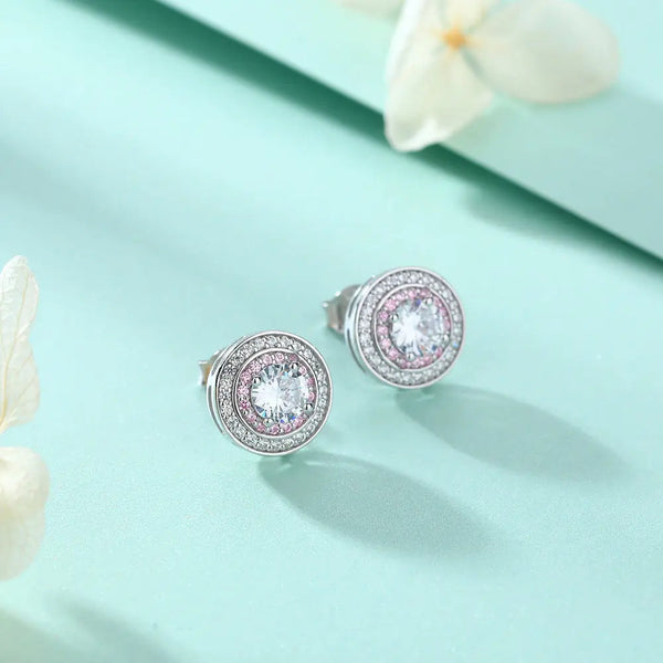 Lovcia Elegant Sterling Silver Zircon Stud Earrings for Women with Birthstone Colors-Earrings-Red-Red