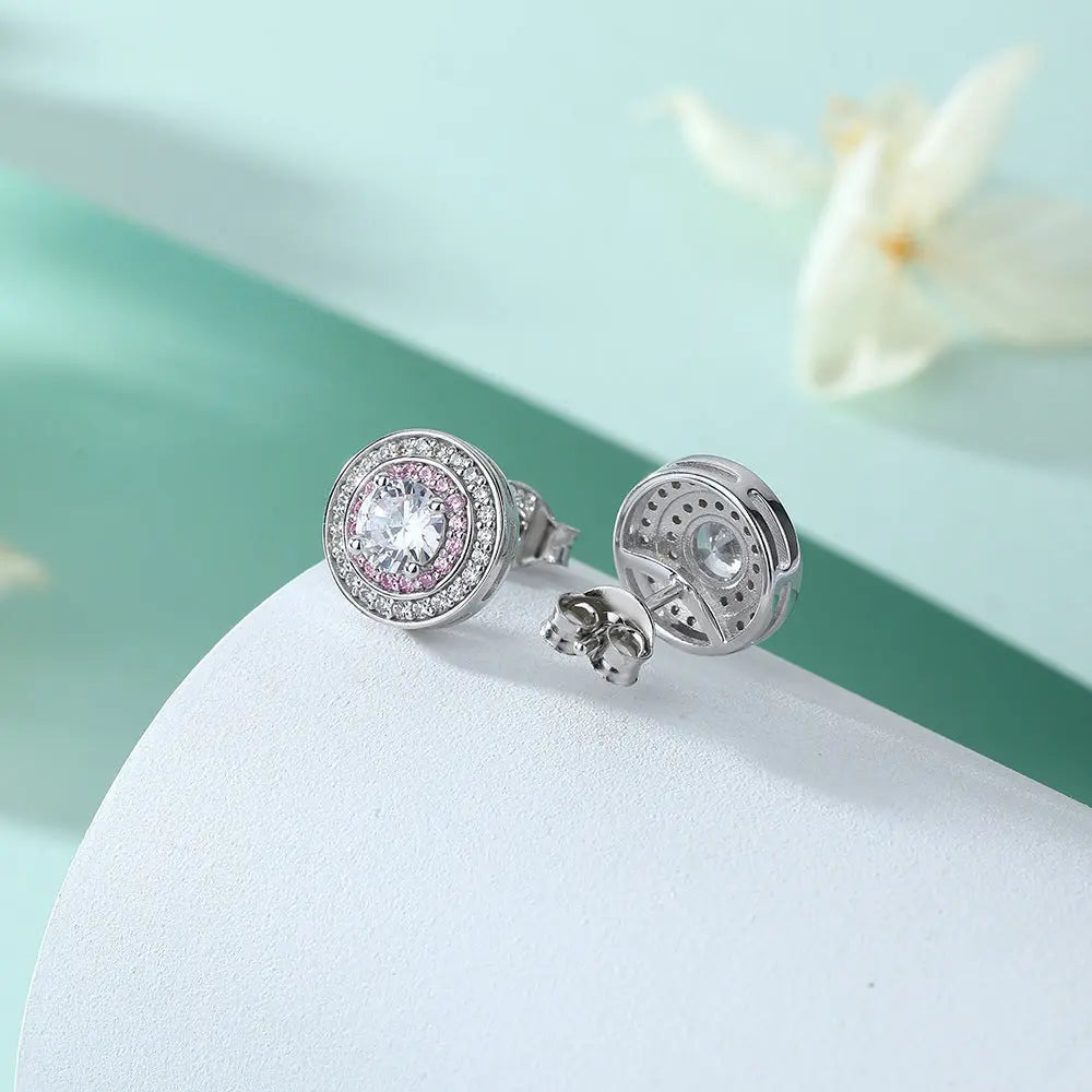 Lovcia Elegant Sterling Silver Zircon Stud Earrings for Women with Birthstone Colors-Earrings-Red-Red