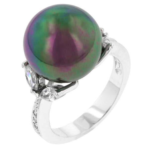 Lovcia Elegant Tahitian Rhodium-Plated Princess Ring-Rings-5-5
