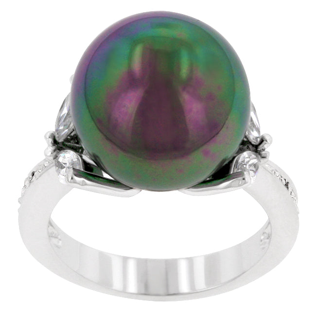 Lovcia Elegant Tahitian Rhodium-Plated Princess Ring-Rings-5-5