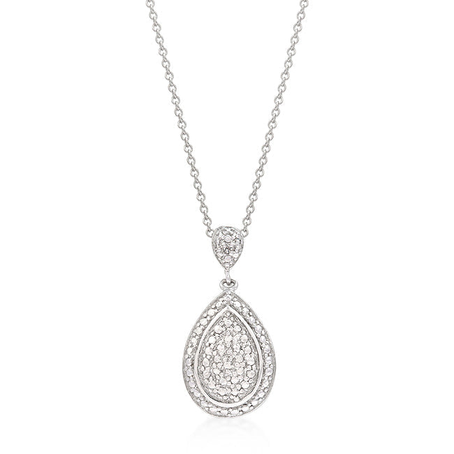 Lovcia Elegant Teardrop Filigree Pendant with Zirconia Accents-Pendants-
