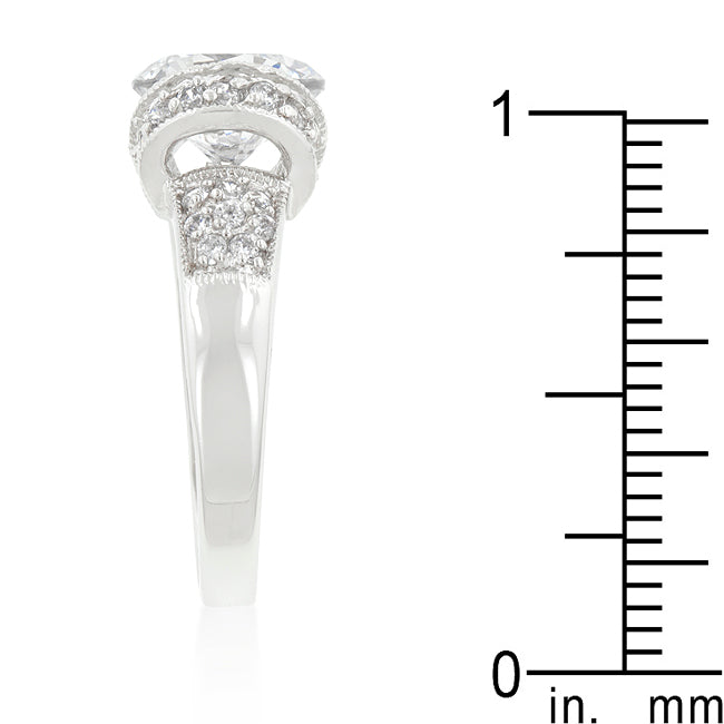 Lovcia Elegant Tension-Set Round Cubic Zirconia Engagement Ring-Rings-5-5