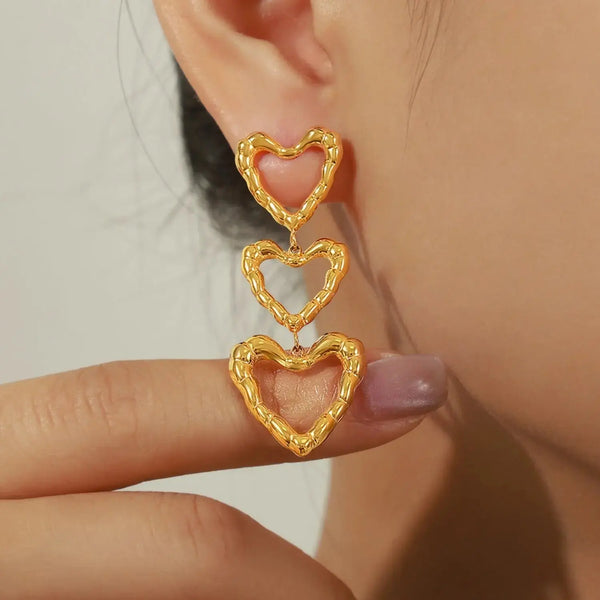 Lovcia Elegant Titanium Heart-Shaped Earrings for Women-Earrings-Gold-One Size-Gold