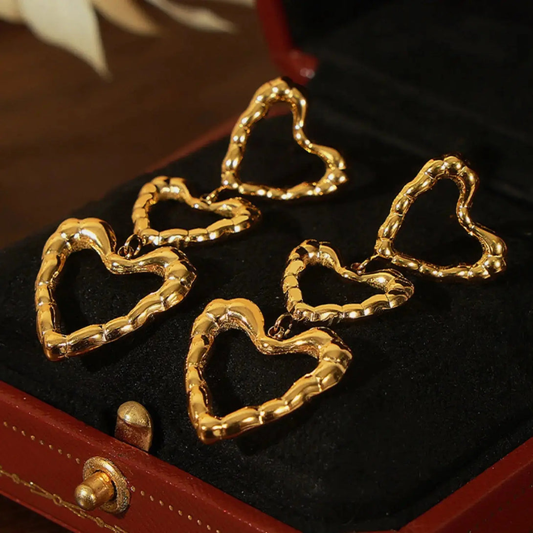 Lovcia Elegant Titanium Heart-Shaped Earrings for Women-Earrings-Gold-One Size-Gold