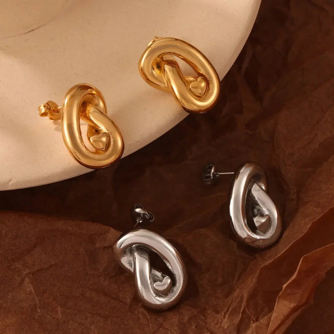 Lovcia Elegant Titanium Knot Studs for Women-Earrings-Gold-One Size-Gold