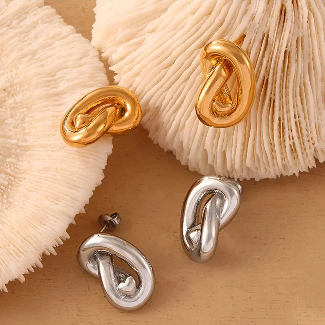 Lovcia Elegant Titanium Knot Studs for Women-Earrings-Gold-One Size-Gold