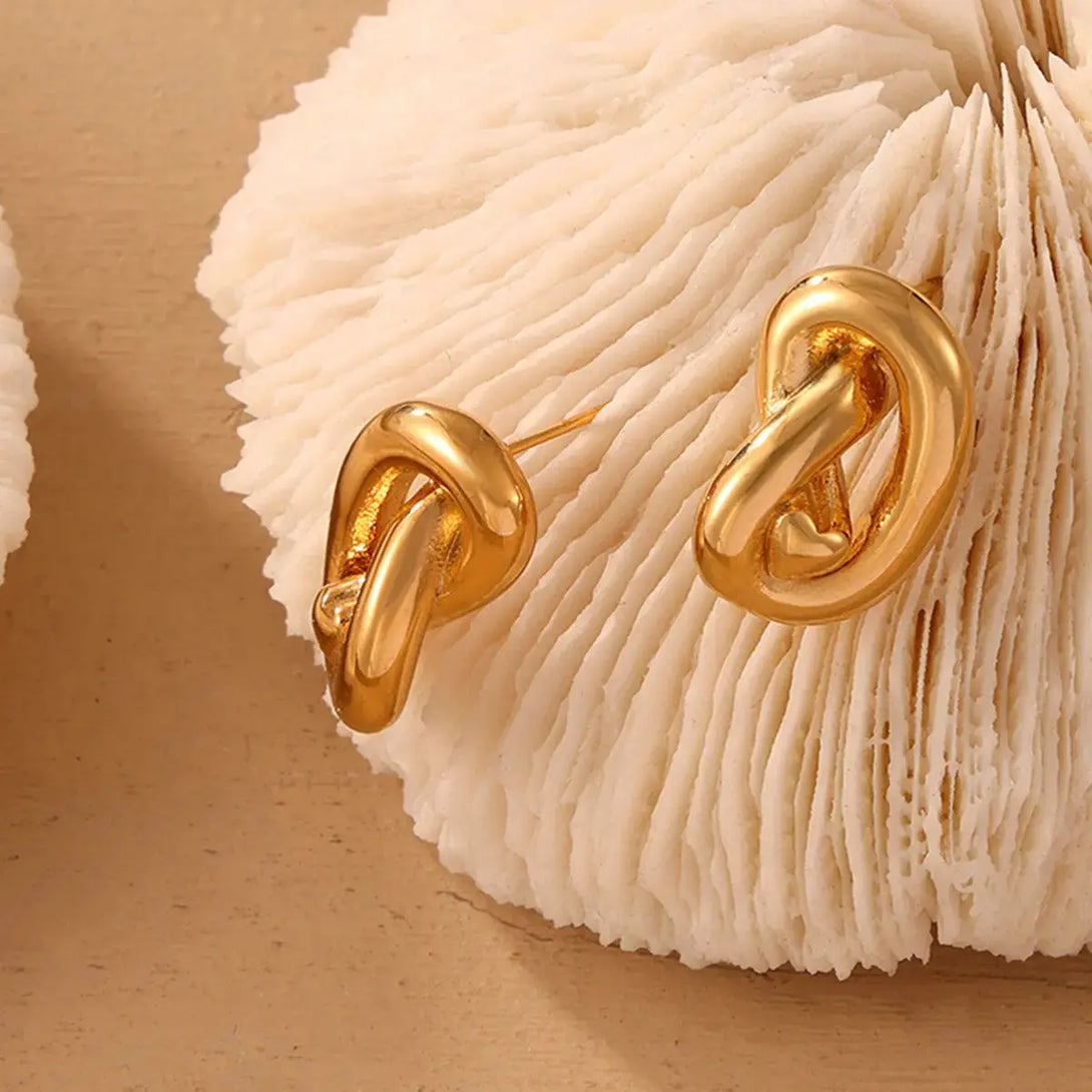 Lovcia Elegant Titanium Knot Studs for Women-Earrings-Gold-One Size-Gold