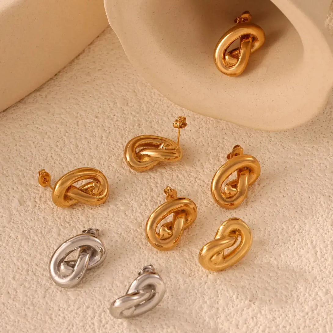 Lovcia Elegant Titanium Knot Studs for Women-Earrings-Gold-One Size-Gold