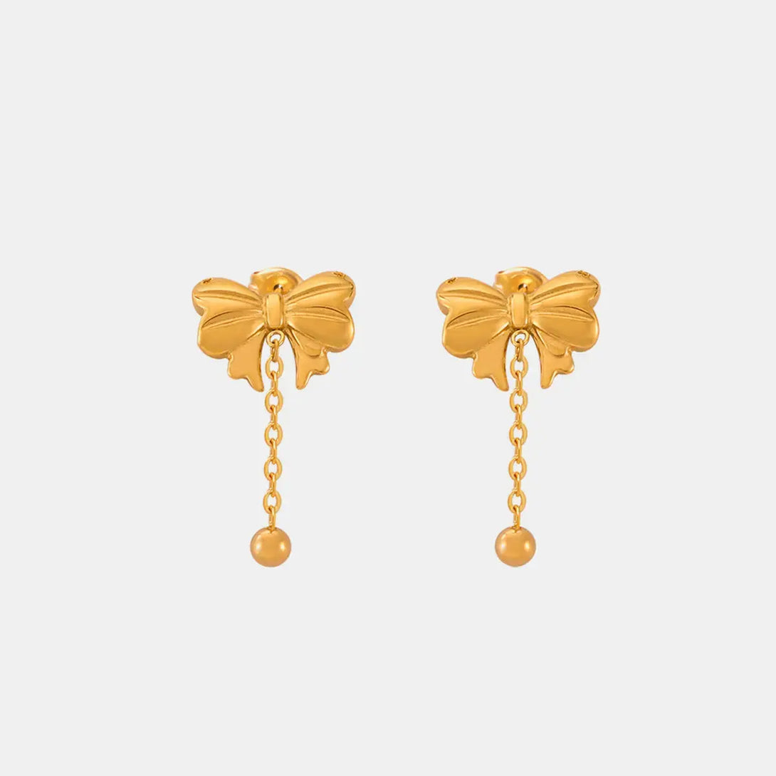 Lovcia Elegant Titanium Steel Bow-shaped Earrings for Women-Earrings-Gold-One Size-Gold