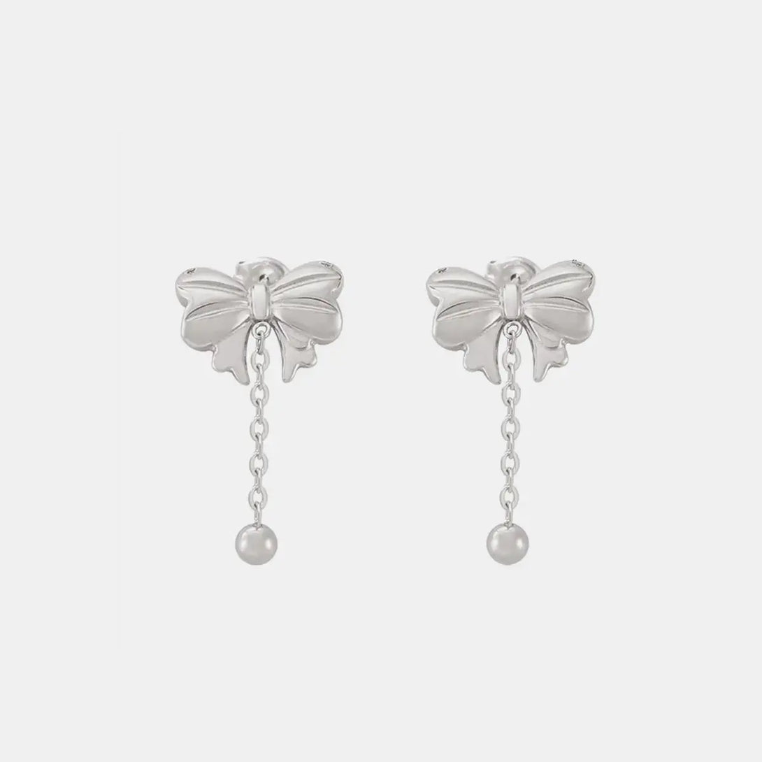 Lovcia Elegant Titanium Steel Bow-shaped Earrings for Women-Earrings-Silver-One Size-Silver