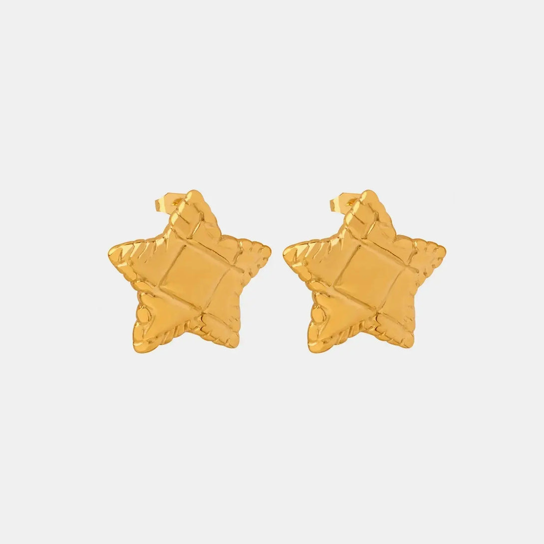 Lovcia Elegant Titanium Steel Star Studs in 18K Gold and Silver Finish for Women-Earrings-Gold-One Size-Gold