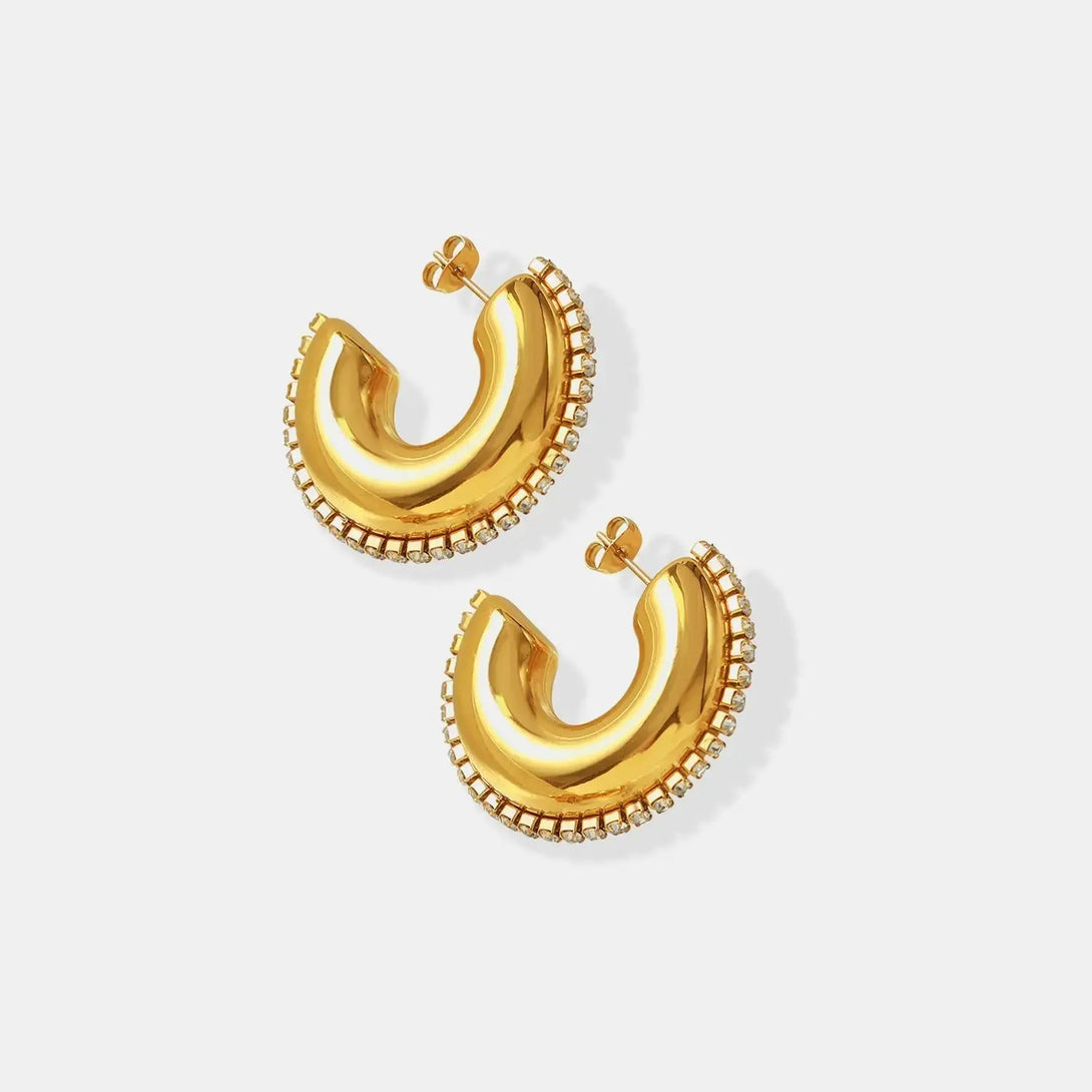 Lovcia Elegant Titanium Steel Zircon-Studded Hoop Earrings for Women-Earrings-Gold-One Size-Gold