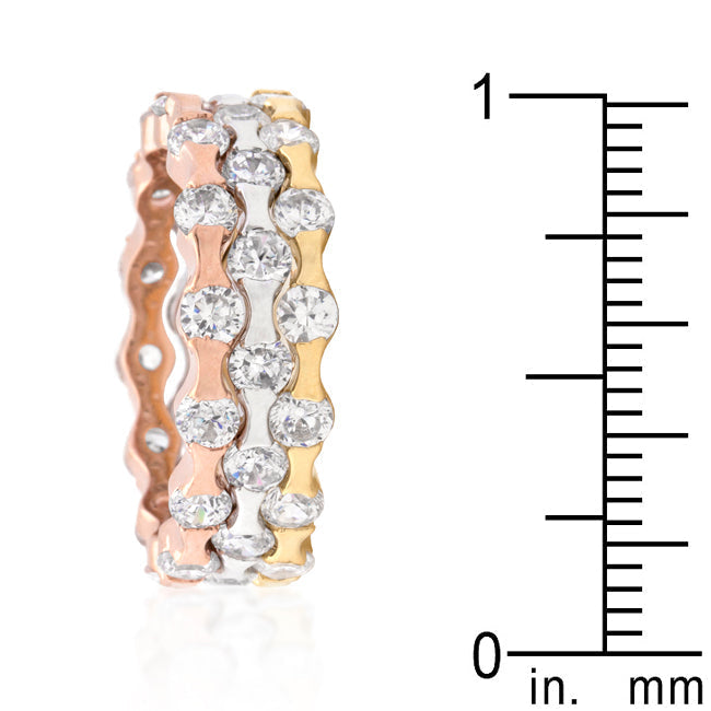 Lovcia Elegant Tri-Tone Stackable Women's Rings-Rings-5-5