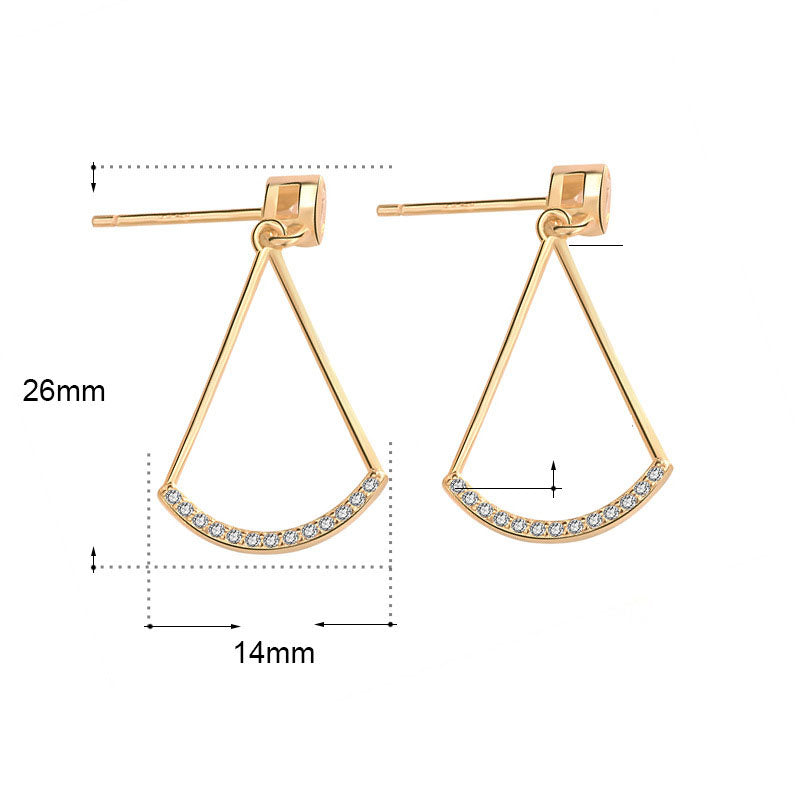 Lovcia Elegant Triangle CZ Sterling Silver Drop Earrings for Women - 14K Gold/Rhodium Plated-Earrings-Rhodium-Rhodium