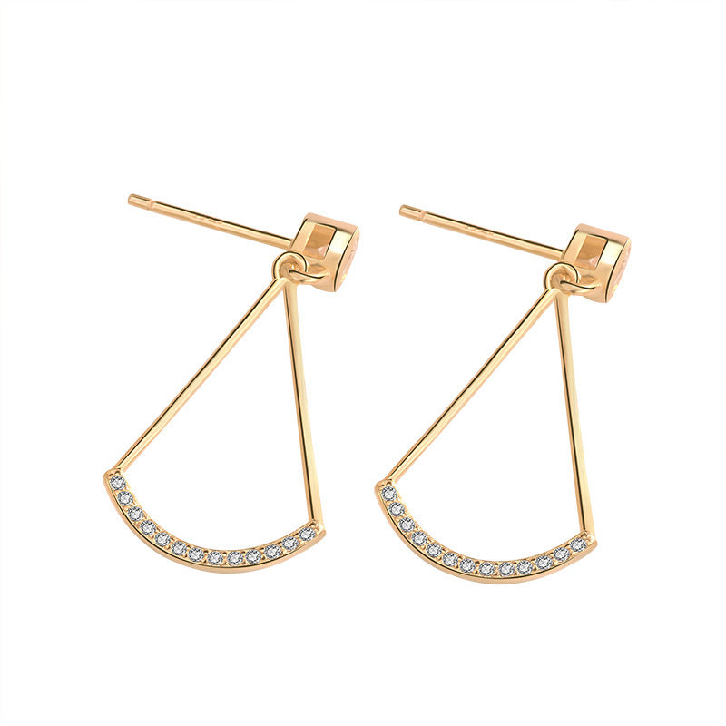 Lovcia Elegant Triangle CZ Sterling Silver Drop Earrings for Women - 14K Gold/Rhodium Plated-Earrings-Yellow Gold-Yellow Gold
