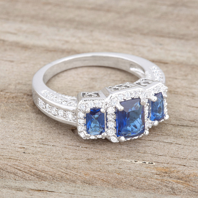 Lovcia Elegant Trio Sapphire Rhodium Cocktail Ring - 2.3ct-Rings-5-5