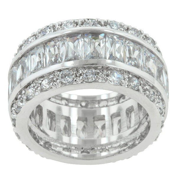 Lovcia Elegant Triple Row White Zircon Eternity Band-Rings-5-5