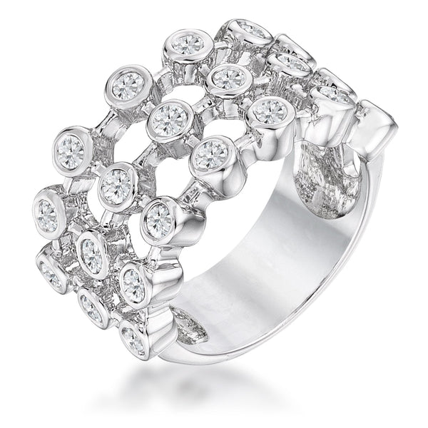 Lovcia Elegant Triple-Tiered Clear CZ White Gold Rhodium Ring-Rings-5-5
