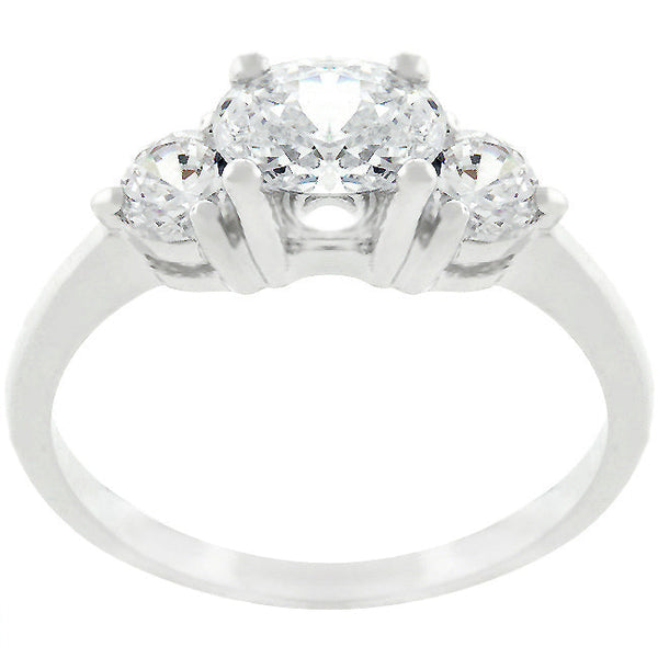 Lovcia Elegant Triplet Cubic Zirconia Oval Ring in Rhodium Plating-Rings-5-5