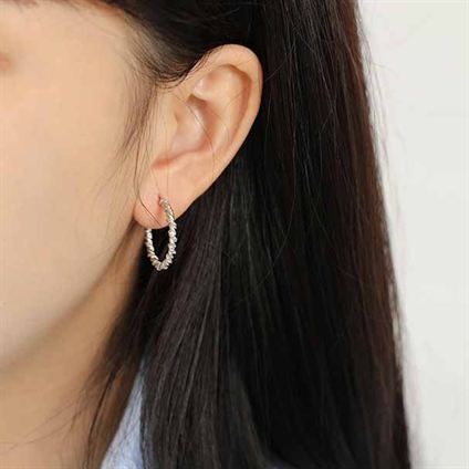 Lovcia Elegant Twisted 925 Sterling Silver Circle Hoop Earrings for Women with 18K Gold/Rhodium Finish-Earrings-Silver-Silver