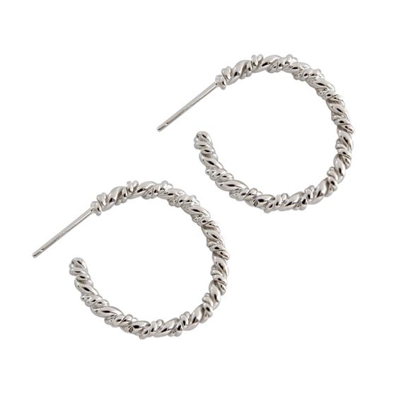 Lovcia Elegant Twisted 925 Sterling Silver Circle Hoop Earrings for Women with 18K Gold/Rhodium Finish-Earrings-Silver-Silver