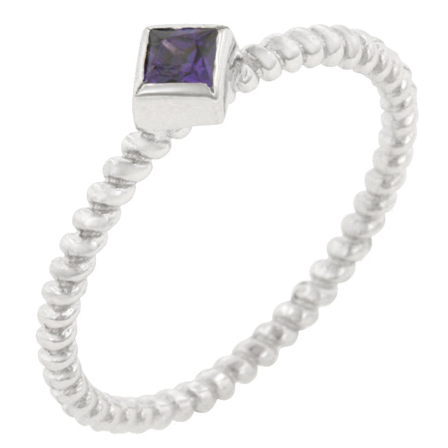 Lovcia Elegant Twisted Amethyst Princess Cut Ring-Rings-5-5