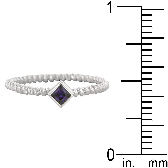 Lovcia Elegant Twisted Amethyst Princess Cut Ring-Rings-5-5