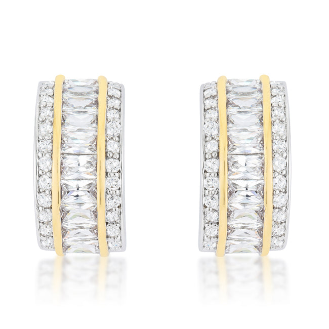 Lovcia Elegant Two-Tone Baguette Earrings-Earrings-