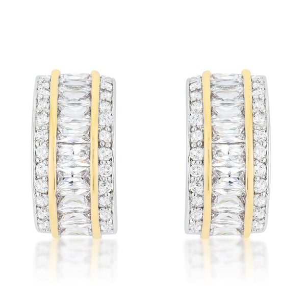 Lovcia Elegant Two-Tone Baguette Earrings-Earrings-