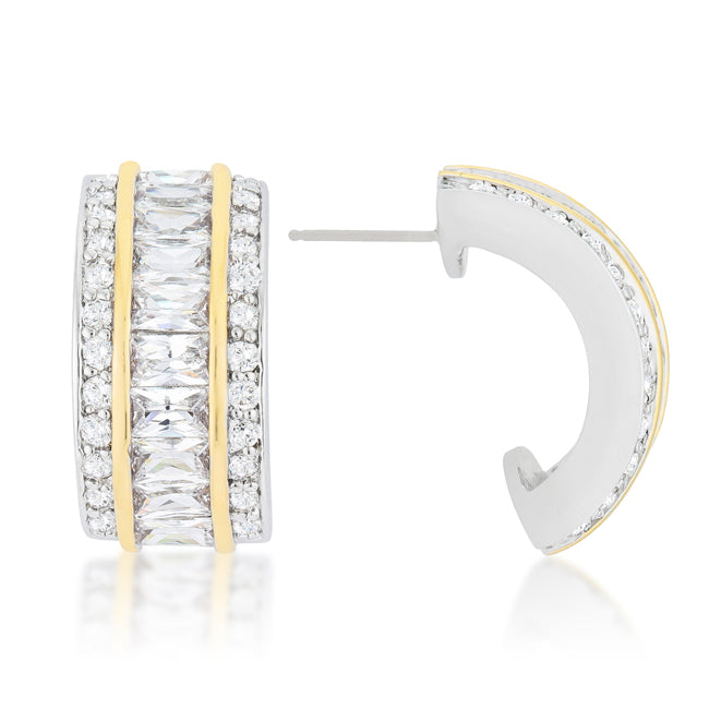 Lovcia Elegant Two-Tone Baguette Earrings-Earrings-