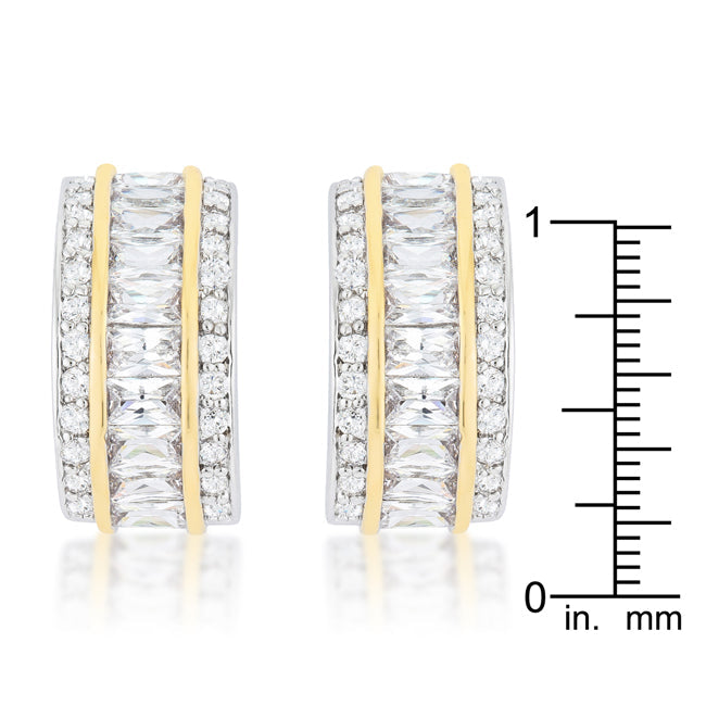 Lovcia Elegant Two-Tone Baguette Earrings-Earrings-