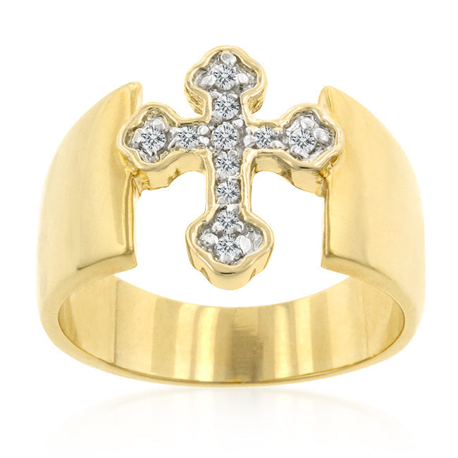 Lovcia Elegant Two-Tone Cross Band Ring-Rings-5-5