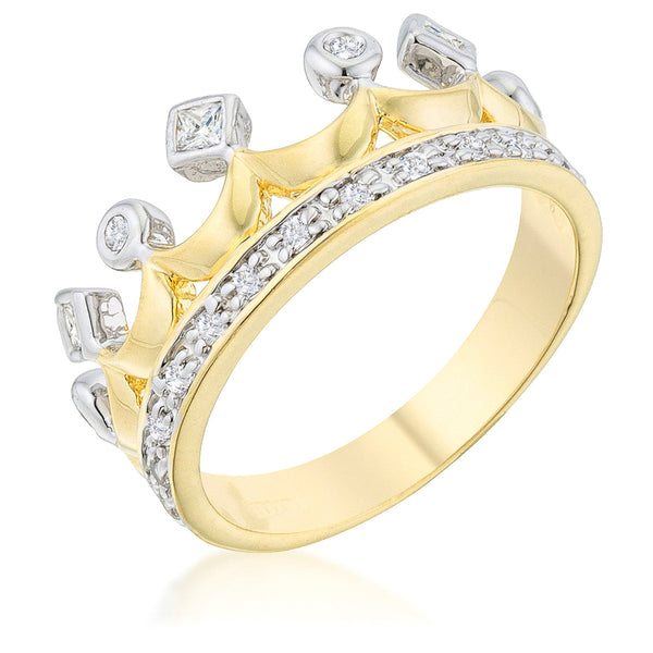 Lovcia Elegant Two-Tone Crown Zirconia Ring-Rings-5-5