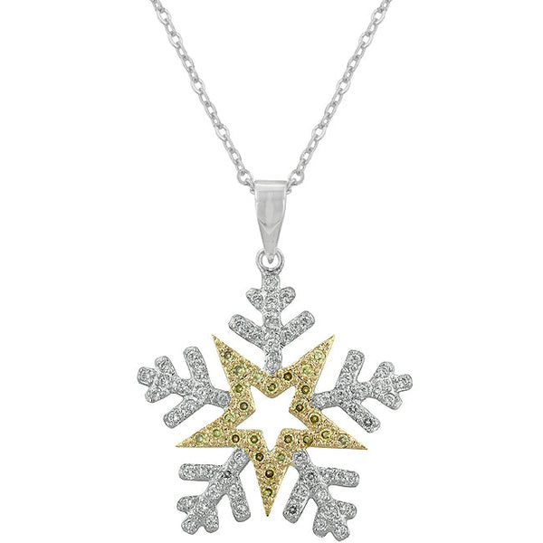 Lovcia Elegant Two-Tone Holiday Snowflake Necklace-Pendants-