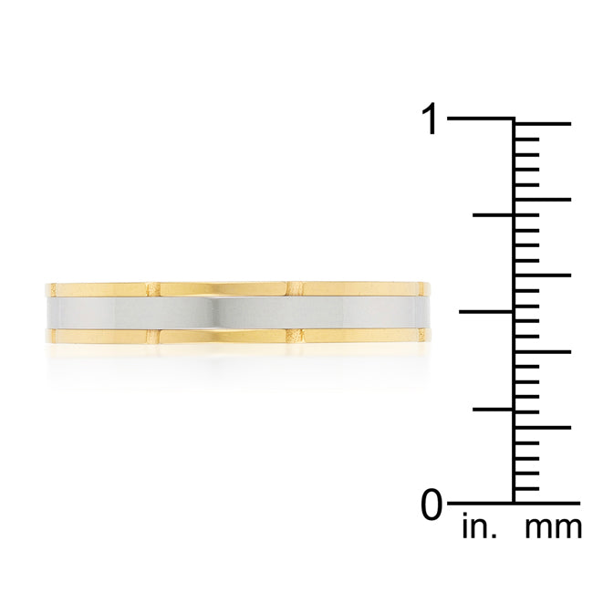 Lovcia Elegant Two Tone Steel and Gold Band Ring-Rings-9-9