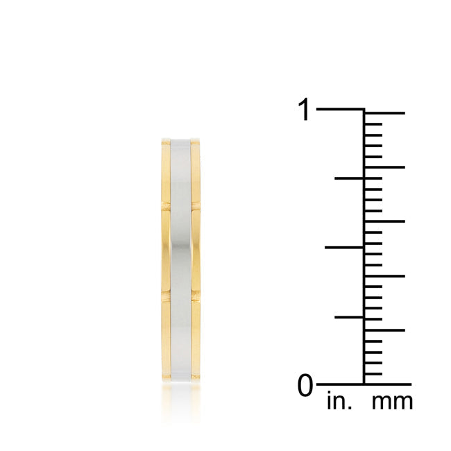 Lovcia Elegant Two Tone Steel and Gold Band Ring-Rings-9-9