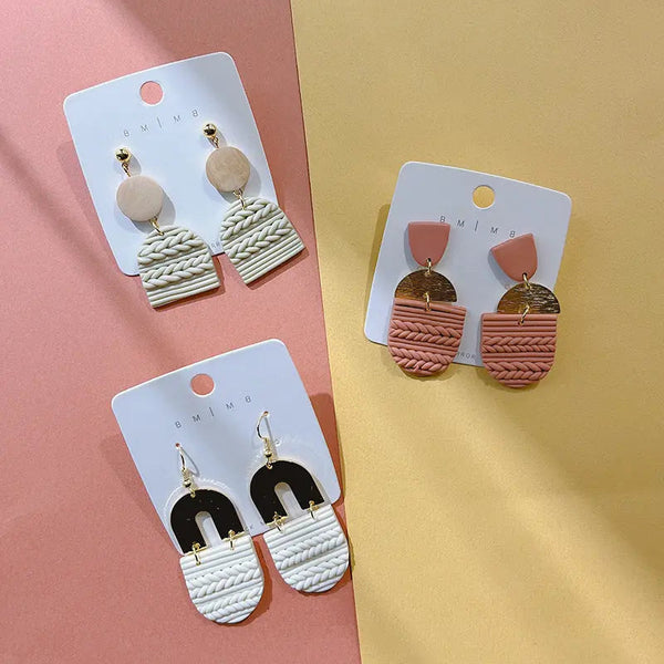 Lovcia Elegant U-Shape Women's Terracotta Earrings in Premium Soft Ceramic-Earrings-A-A