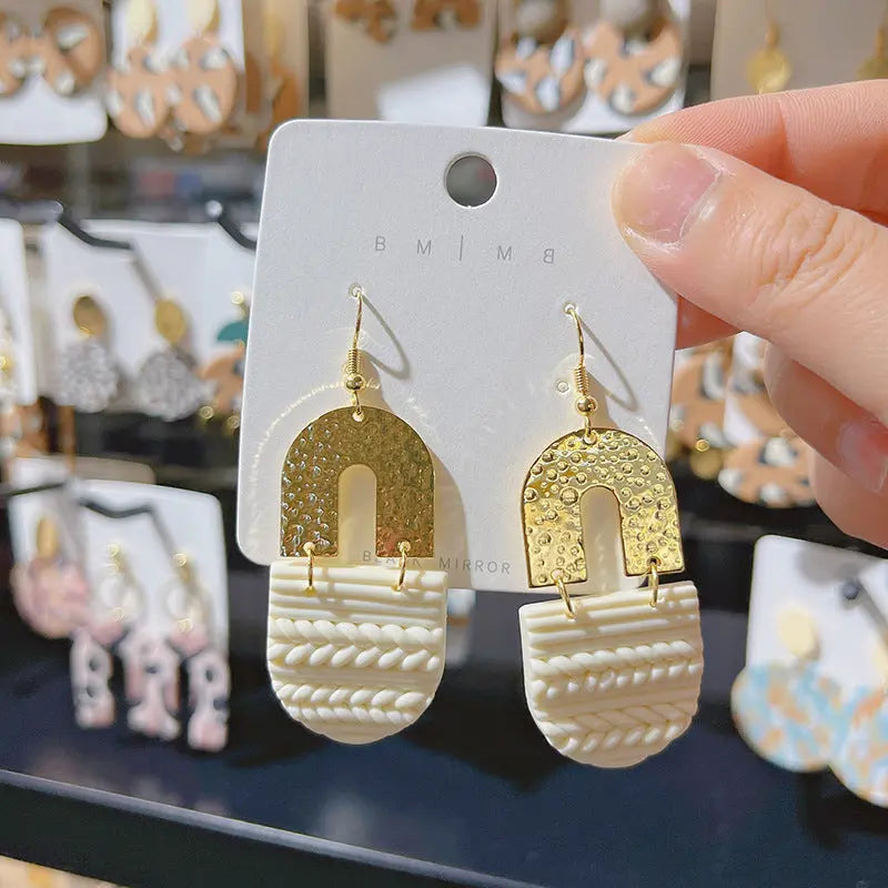 Lovcia Elegant U-Shape Women's Terracotta Earrings in Premium Soft Ceramic-Earrings-A-A